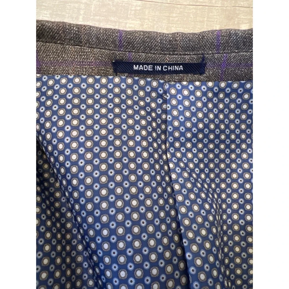 Studio Ferera Grey Plaid‎ Modern Fit Suit Blazer Men's 48R